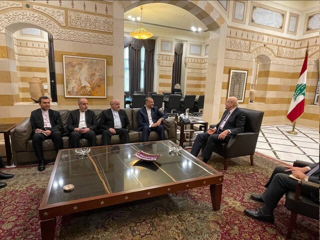 دیدار «امیرعبداللهیان» با نخست‌وزیر پیشبرد امور لبنان