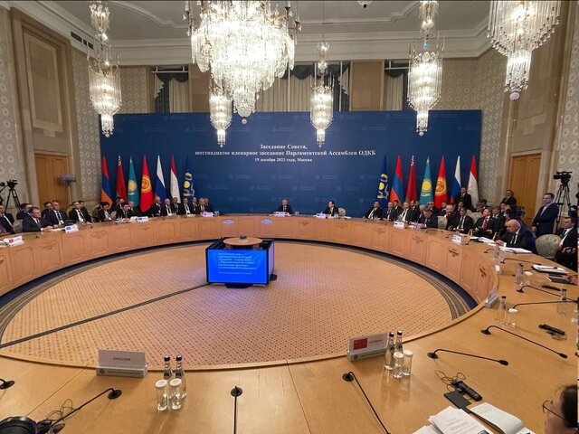 قرائت پیام قالیباف در شانزدهمین اجلاس روسای پارلمان‌های عضو سازمان پیمان امنیت دسته‌جمعی