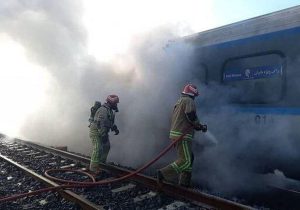 مصدومیت یک کارگر راه آهن در آتش‌سوزی قطار